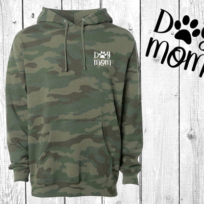 Dog Mom Paw Camo Hooded Pullover Sweatshirt, Dog Lover, Dog Mom Hoodie, Fur Mama Hoodie, Dog Mama Hooded Sweatshirt, Fur Mom - Forest Camo
