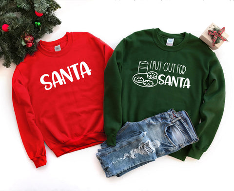 I Put Out For Santa Couples Heavy Blend Crewneck Sweatshirt, Funny Christmas Sweater, Funny Saying Sweatshirt, Christmas Humor, Christmas