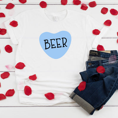 Beer Candy Heart Valentine T-Shirt, Valentines Day Shirt, Heart Shirt, V Day Shirt,  Funny Shirt, Heart Candy, Sweet Hearts, Beer