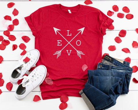 Love Bow & Arrow Valentine T-Shirt, Valentines Day Shirt, Heart Shirt, V Day Shirt,  Valentines Day Shirt, Heart, Love