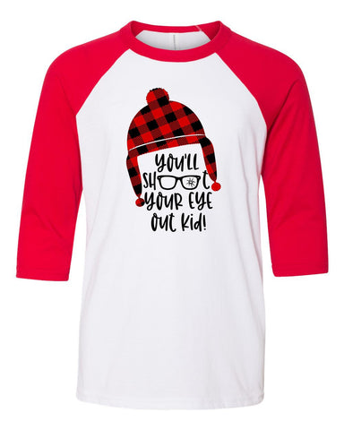 Funny Christmas Movie Youth Three Quarter Sleeve Baseball T-Shirt, Funny Christmas Shirt, Funny Saying Shirt, Christmas Shirt, Xmas Gift