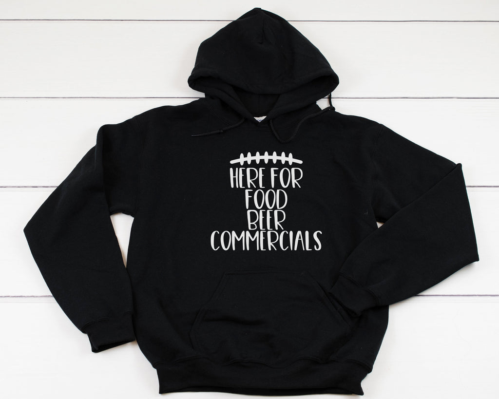 Here For Food Beer Commercials Heavy Blend Hooded Sweatshirt Hoodie, Sunday Hoodie, Game Day Hoodie, Game Day, Football, Gameday, 12 Colors!