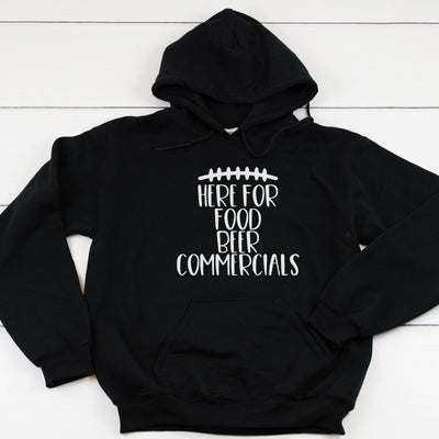 Here For Food Beer Commercials Heavy Blend Hooded Sweatshirt Hoodie, Sunday Hoodie, Game Day Hoodie, Game Day, Football, Gameday, 12 Colors!