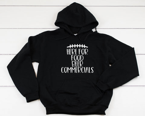 Here For Food Beer Commercials Heavy Blend Hooded Sweatshirt Hoodie, Sunday Hoodie, Game Day Hoodie, Game Day, Football, Gameday, 12 Colors!