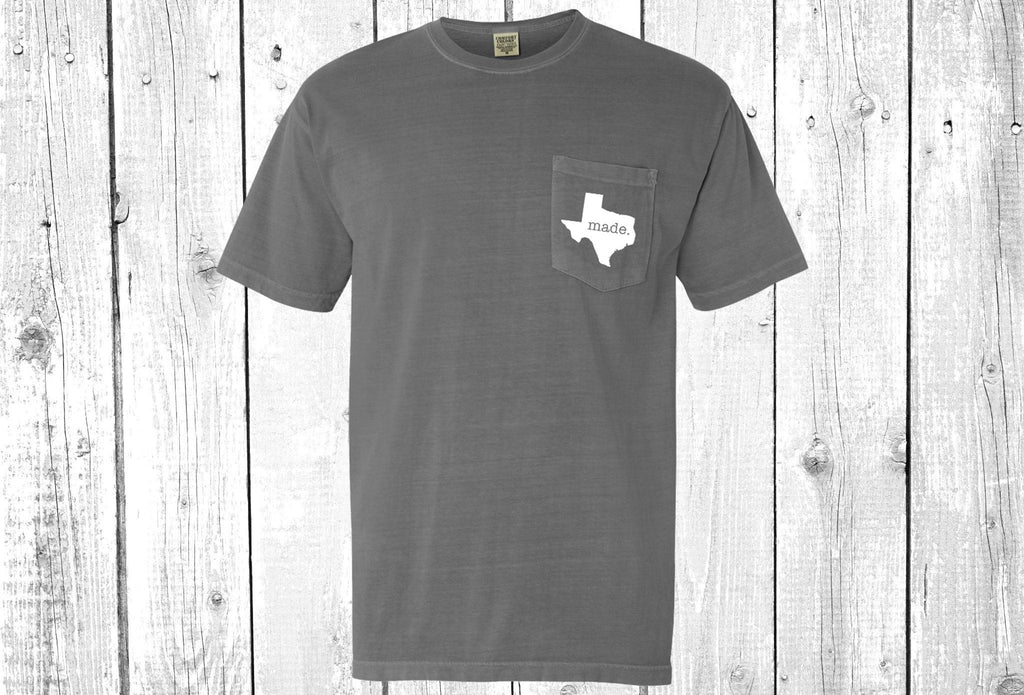 Made In Texas Pocket T-Shirt Tee, Comfort Colors Shirts, Texas Shirts, Texas Made Shirt, Texan Pride Shirts, More Colors Available!