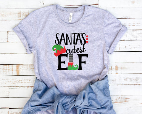 Santa's Cutest Elf, Adult Christmas Shirt, Funny Sayings Shirt, Christmas Day Shirt, Holiday Shirt, Santa Shirt, Holidays