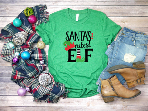 Santa's Cutest Elf, Adult Christmas Shirt, Funny Sayings Shirt, Christmas Day Shirt, Holiday Shirt, Santa Shirt, Holidays