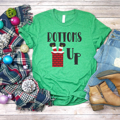 Santa Bottoms Up Christmas T-Shirt Shirt, Funny Sayings Shirt, Christmas Day Shirt, Holiday Shirt, Santa Shirt, Holidays