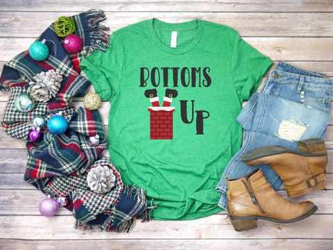 Santa Bottoms Up Christmas T-Shirt Shirt, Funny Sayings Shirt, Christmas Day Shirt, Holiday Shirt, Santa Shirt, Holidays