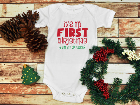 My First Christmas, Baby Infant Bodysuit, Baby Bodysuit, Christmas  Bodysuit, Holiday Baby Bodysuit, Unisex Baby Clothes