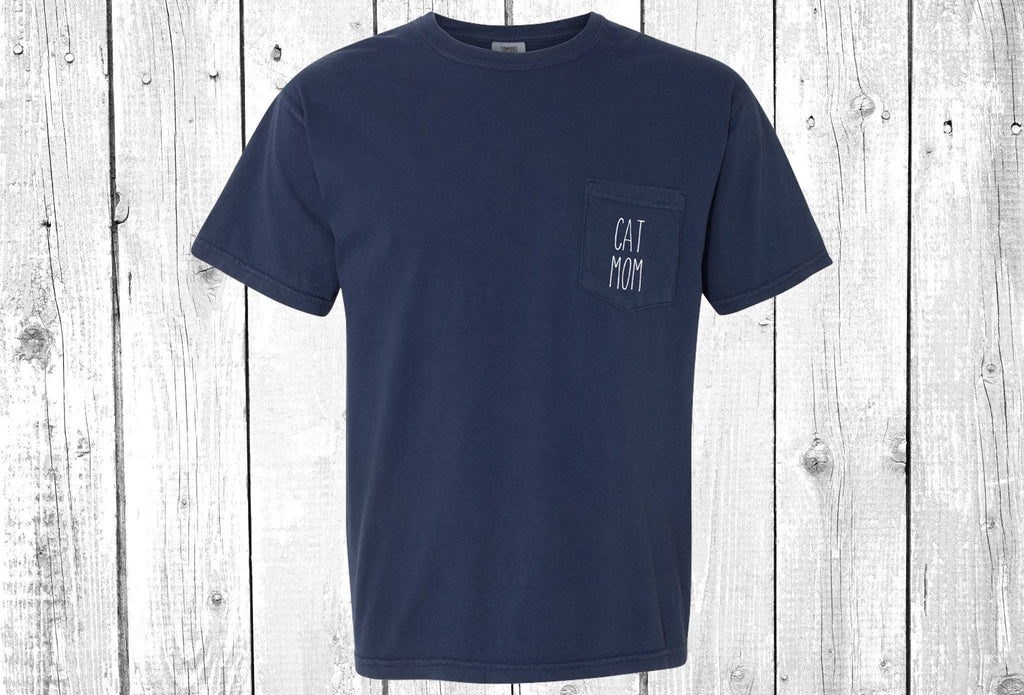 Cat Mom Pocket T-Shirt Tee, Comfort Colors Shirts, Cat Lover Shirts, Cat Shirt, Cat Mom Shirts, Mom Shirts, More Colors Available!