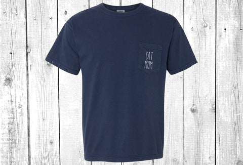 Cat Mom Pocket T-Shirt Tee, Comfort Colors Shirts, Cat Lover Shirts, Cat Shirt, Cat Mom Shirts, Mom Shirts, More Colors Available!