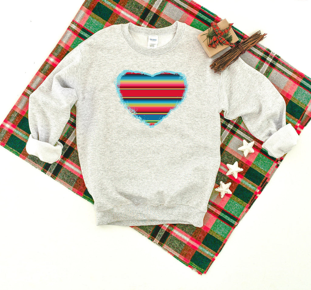 Serape Heart Heavy Blend Crewneck Sweater, Valentines Day Sweater, V Day Sweater, Mexican Heritage, Latin Heritage, Cute Serape Sweater