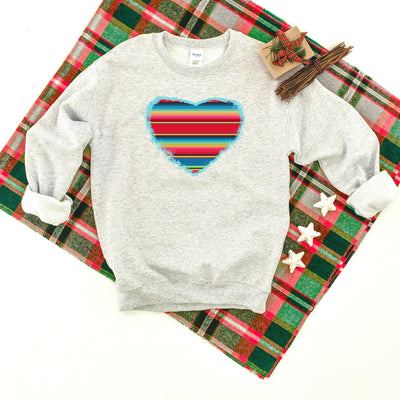 Serape Heart Heavy Blend Crewneck Sweater, Valentines Day Sweater, V Day Sweater, Mexican Heritage, Latin Heritage, Cute Serape Sweater