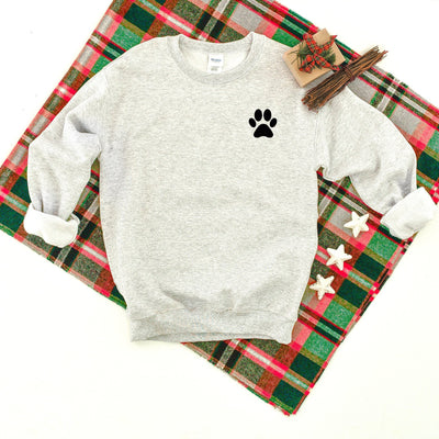 Dog Paw Left Chest Heavy Blend Crewneck Sweatshirt, Dog Lover Sweater, Dog Mom Sweatshirt, Dog Dad Sweatshirt, Pet Lover Sweater, 24 Colors!