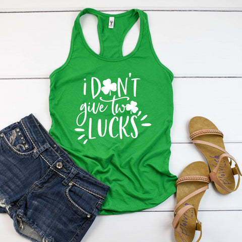 I Don't Give Two Lucks women's racerback tank top shirt, Funny St Patrick's Day Tank Top, St Paddy's Tank, St Pattys Day Shirt, Drunk Shirt