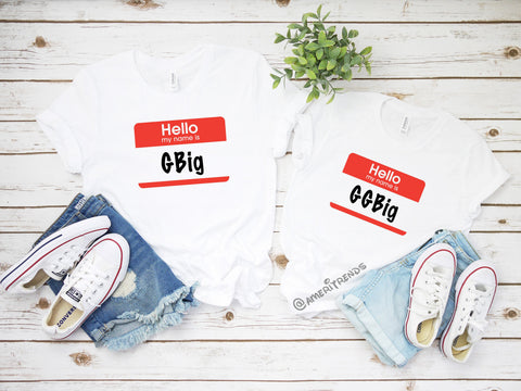 Big Little Sorority shirts, Hello My Name Is Big Little sorority reveal shirts, Greek shirt, Little sister, Big Sister, Big Little shirt