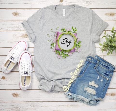 Big Little College Sorority shirts, Purple Flowers Frame sorority reveal shirts, Little sister, Big Sister, Big Little shirt, GBig GGBig