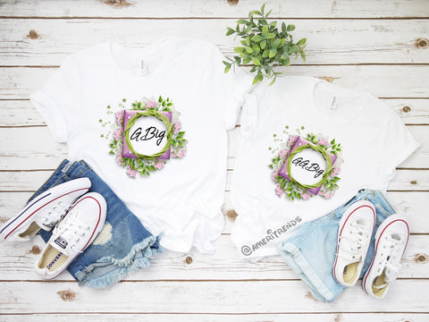 Big Little College Sorority shirts, Purple Flowers Frame sorority reveal shirts, Little sister, Big Sister, Big Little shirt, GBig GGBig