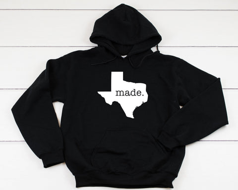Texas Made Heavy Blend Hooded Sweatshirt Hoodie, Made In Texas Hoodie, Texas Hooded Sweater, Texas State Hoodie, 12 Colors!