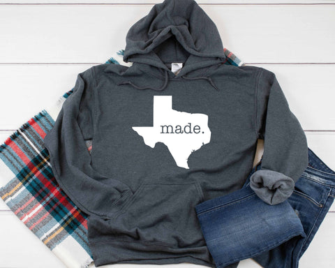 Texas Made Heavy Blend Hooded Sweatshirt Hoodie, Made In Texas Hoodie, Texas Hooded Sweater, Texas State Hoodie, 12 Colors!