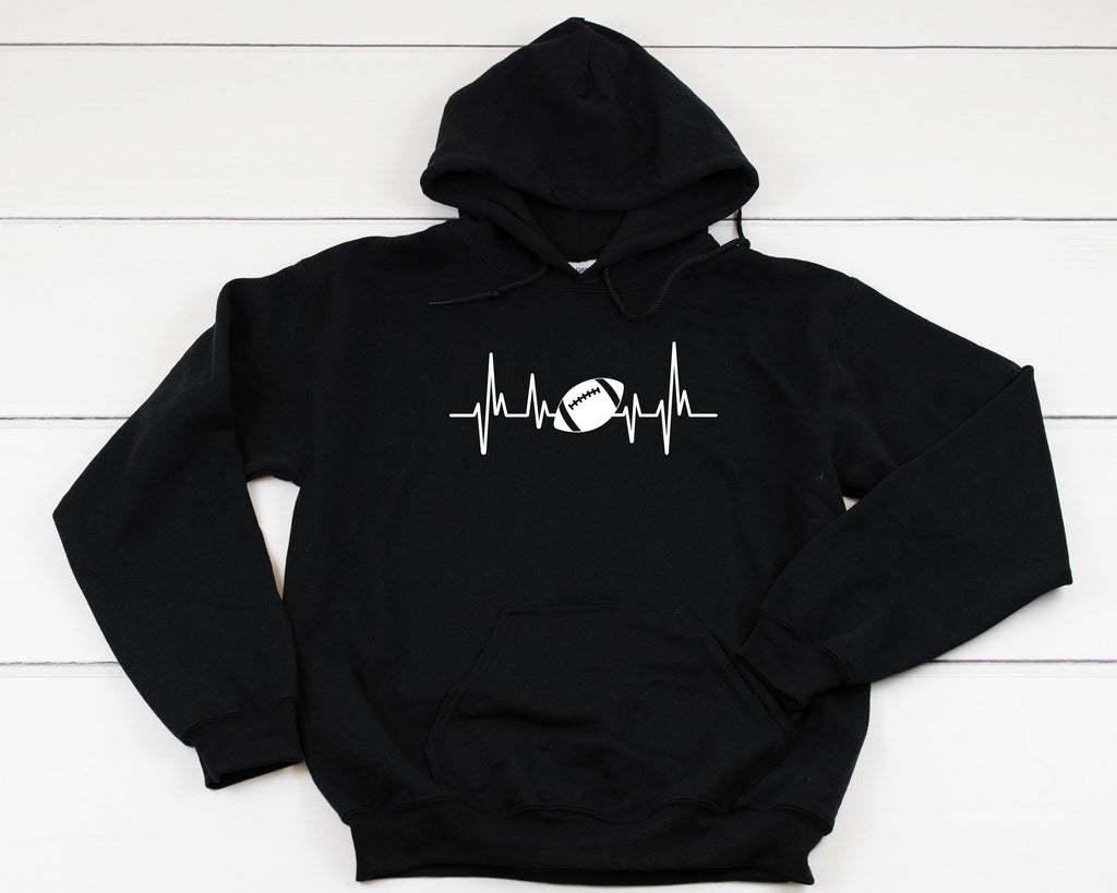 Football Heartbeat Heavy Blend Hooded Sweatshirt Hoodie, Football Mom Hoodie, Game Day Hoodie, Game Day, Football Sweater Hoodie, 12 Colors!