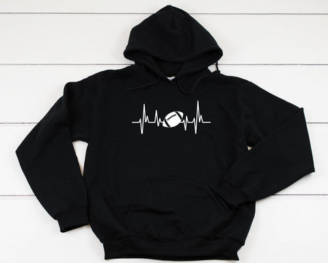 Football Heartbeat Heavy Blend Hooded Sweatshirt Hoodie, Football Mom Hoodie, Game Day Hoodie, Game Day, Football Sweater Hoodie, 12 Colors!