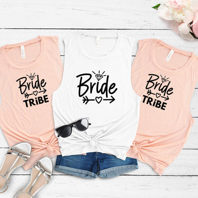 Bachelorette Party Women's Flowy Muscle Tanks Shirts, Bride, Bride Tribe Diamond, Bachelorette Party, Bridal Shirts, Bridesmaids, Bride Gift