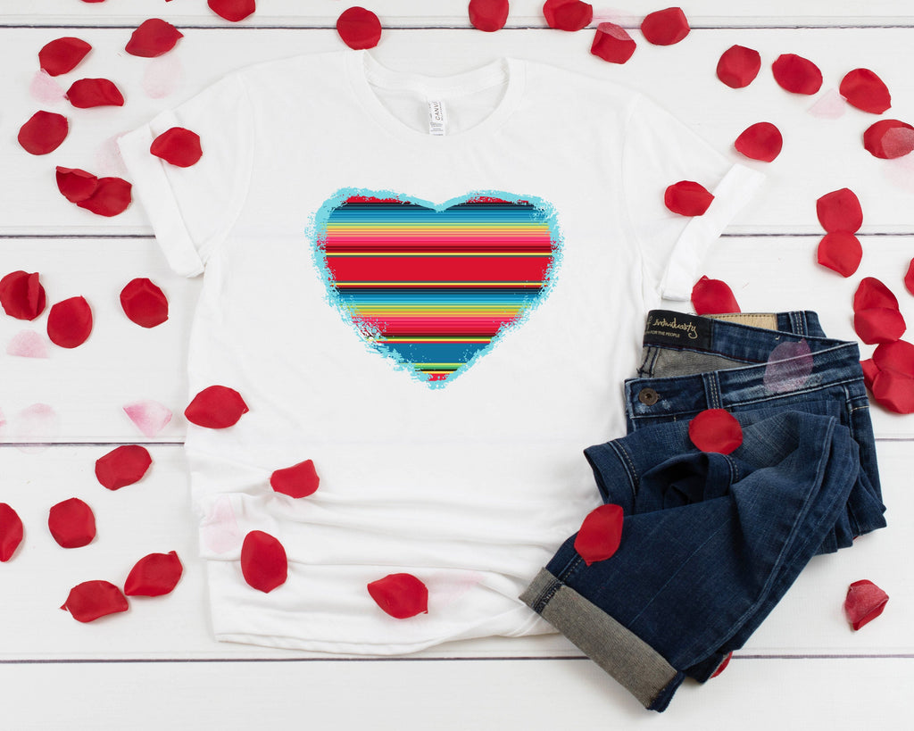 Serape Heart T-Shirt, Valentines Day Shirt, V Day Shirt, Mexican Heritage, Heart Shirt, Latin Heritage, Cute Serape Shirt
