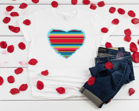 Serape Heart T-Shirt, Valentines Day Shirt, V Day Shirt, Mexican Heritage, Heart Shirt, Latin Heritage, Cute Serape Shirt