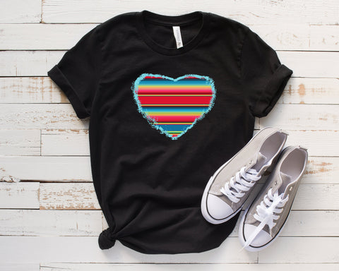 Serape Heart T-Shirt, Valentines Day Shirt, V Day Shirt, Mexican Heritage, Heart Shirt, Latin Heritage, Cute Serape Shirt