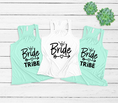 Bachelorette Party Women's Flowy Racerback Tanks Shirts, Bride, Bride Tribe Diamond, Bachelorette Party, Bridesmaids, Bride, Gift For Bride
