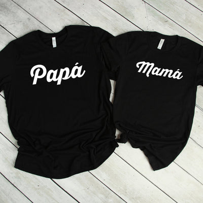 Couples Shirts T-Shirt, Mama And Papa Spanish, His & Hers, Baby Announcement Shirts, Matching Shirts, Mom To Be, Dad To Be, Pregnancy Reveal