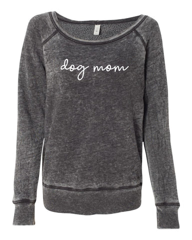 Dog Mom Script Women's Sponge Fleece Wideneck Sweatshirt, Dog Lover Sweater, Dog Mom Sweatshirt, Pet Lover Crew Sweater, Dog Mom, Fur Mama