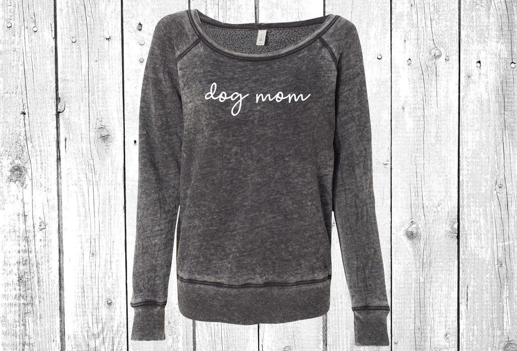 Dog Mom Script Women's Sponge Fleece Wideneck Sweatshirt, Dog Lover Sweater, Dog Mom Sweatshirt, Pet Lover Crew Sweater, Dog Mom, Fur Mama