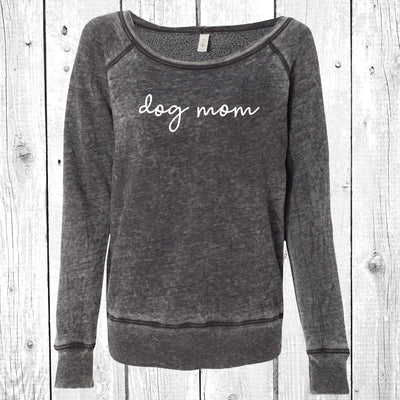 Dog Mom Script Women's Sponge Fleece Wideneck Sweatshirt, Dog Lover Sweater, Dog Mom Sweatshirt, Pet Lover Crew Sweater, Dog Mom, Fur Mama