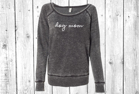 Dog Mom Script Women's Sponge Fleece Wideneck Sweatshirt, Dog Lover Sweater, Dog Mom Sweatshirt, Pet Lover Crew Sweater, Dog Mom, Fur Mama