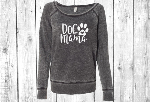 Dog Mama Paw Women's Sponge Fleece Wideneck Sweatshirt, Dog Lover Sweater, Dog Mom Sweatshirt, Pet Lover Crew Sweater, Dog Mom, Fur Mama