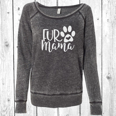 Fur Mama Paw Women's Sponge Fleece Wideneck Sweatshirt, Dog Mom Sweater, Wide Neck Sweatshirt, Pet Lover Sweater, Dog Mom, Fur Mama Sweater