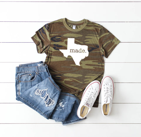 Texas Made Camo Shirt, Texas Shirt, Austin Shirts, Texan Shirt, Gift For Texans, Texas Pride Shirt, Made in Texas, Texas Pride