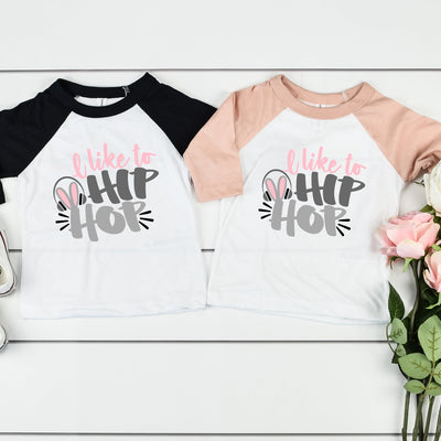 I Like To Hip Hop Easter Youth Three Quarter Sleeve Baseball T-Shirt, Easter Shirt, Funny Easter Shirt, Kids Easter Shirt, Easter