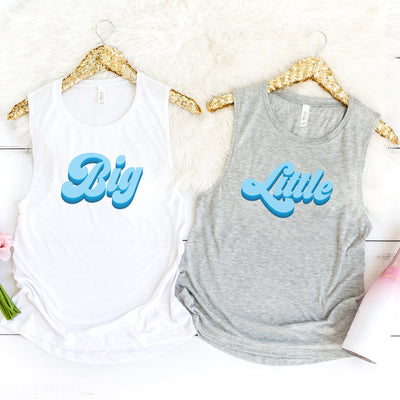 Big Little College Sorority Jersey Muscle Tank, Retro Colors sorority reveal shirts, Little sister, Big Sister, Big Little, GBig