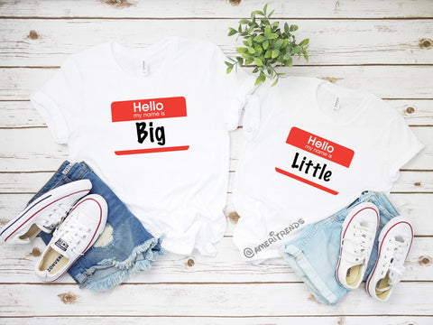 Big Little Sorority shirts, Hello My Name Is Big Little sorority reveal shirts, Greek shirt, Little sister, Big Sister, Big Little shirt