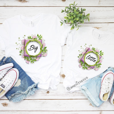 Big Little College Sorority shirts, Purple Flowers Frame sorority reveal shirts, Little sister, Big Sister, Big Little shirt, GBig GGBig