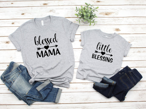 Mother's Day Mommy And Me Outfit, Blessed Mama, Little Blessing And Me Matching Shirts, Gift For Her, Mother's Day Gift, Mommy And Me Outfit