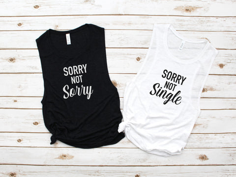 Bachelorette Party Women's Flowy Muscle Tanks, Sorry Not Single, Bachelorette Party, Bridal Shirts, Bridesmaids, Bride Gift, Gift For Bride