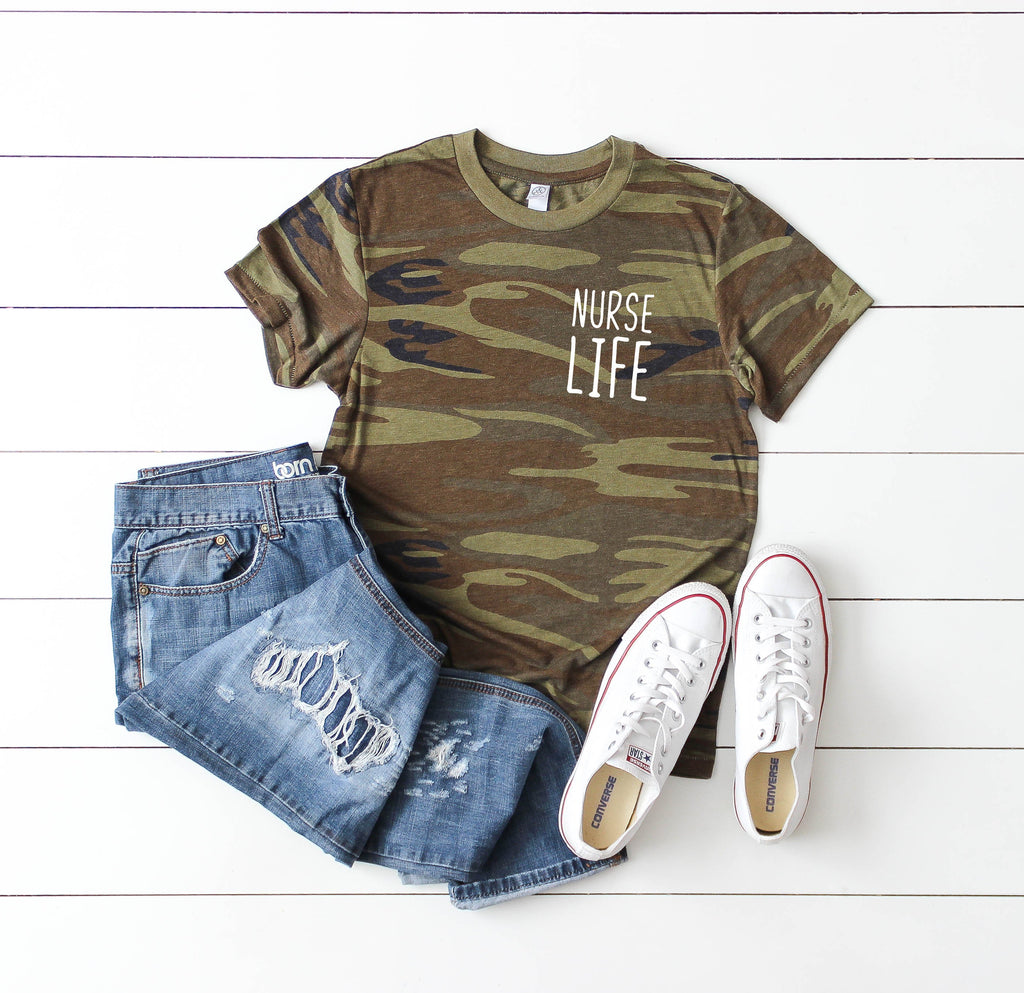 Nurse Life Left Chest Camo Shirt, Nurse Shirt, Gift For Her, Gift For Nurse, Gift For Nursing Student, Nursing