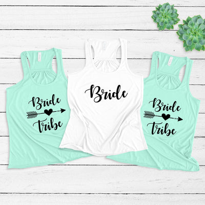 Bachelorette Party Women's Flowy Racerback Tanks Shirts, Bride, Bride Tribe Arrows, Bachelorette Party, Bridesmaids, Bride, Gift For Bride