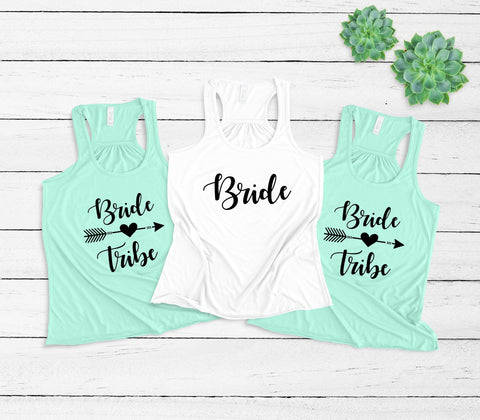 Bachelorette Party Women's Flowy Racerback Tanks Shirts, Bride, Bride Tribe Arrows, Bachelorette Party, Bridesmaids, Bride, Gift For Bride