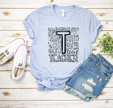 Teacher Shirt, Teacher Typography Shirt, Gift For Teacher, Be Kind, Teacher Gift, School Teacher Shirt, Love To Teach, Teach